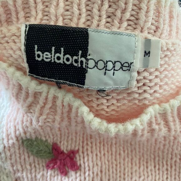 Vintage Light Blush Pink Boho Coquette Knitted Knit Shortsleeve Sweater Top M - Picture 7 of 7